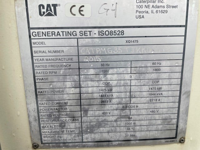 Good Used Caterpillar G3516C 1475KW  Generator Set Item-19358 12