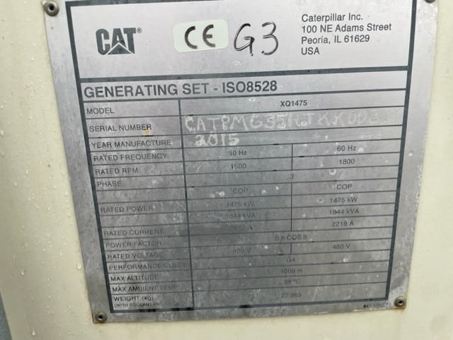 Good Used Caterpillar G3516C 1475KW  Generator Set Item-19359 16