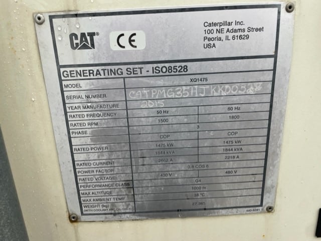 Good Used Caterpillar G3516C 1475KW  Generator Set Item-19360 9