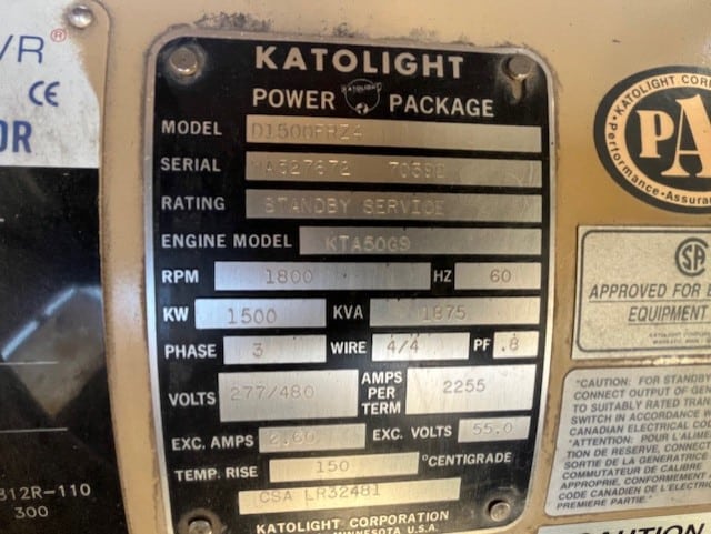 Good Used Cummins KTA50-G9 1500KW  Generator Set Item-19379 7