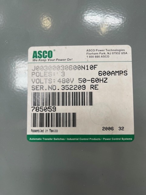 Like New ASCO Series 300 600 Amp  Transfer Switch Item-18473 6