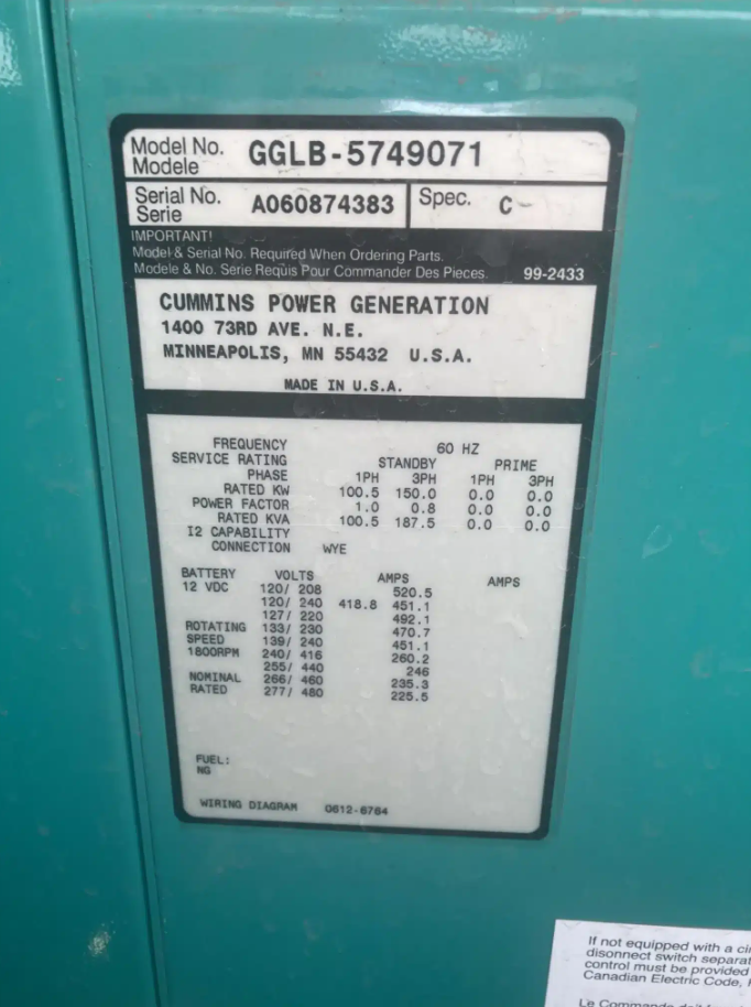 Good Used Cummins GM 8.1L 150KW  Generator Set Item-19515 4